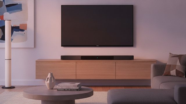 Soundbar beneath a wall mounted television